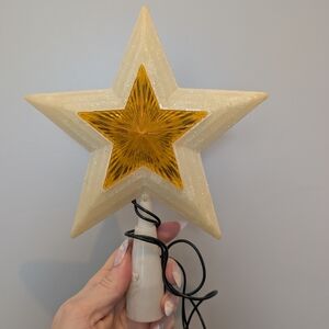 Light-Up Star Tree Topper in Cream and Gold